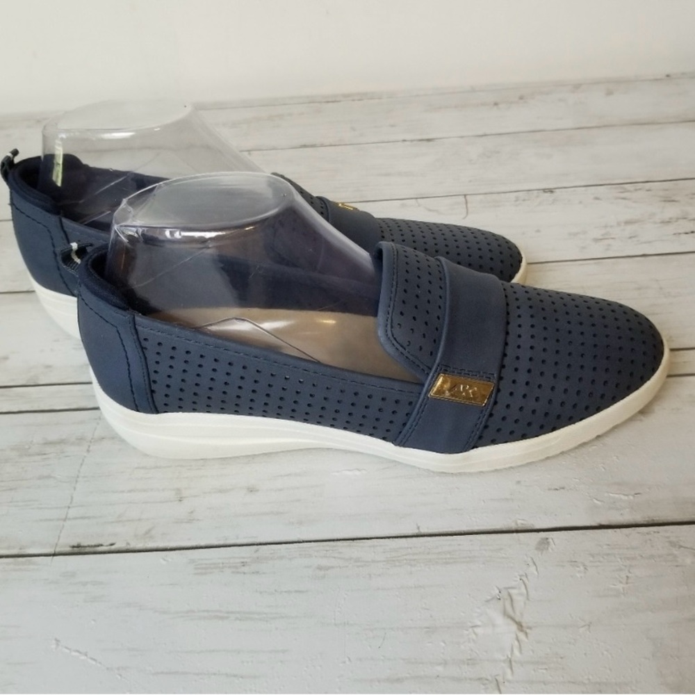 Anne Klein Yard Wedge Navy Slip On Loafers